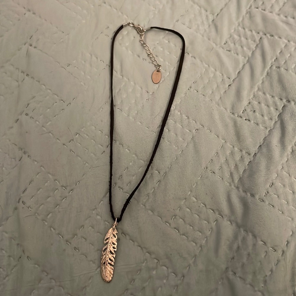 Black choker with feather accent